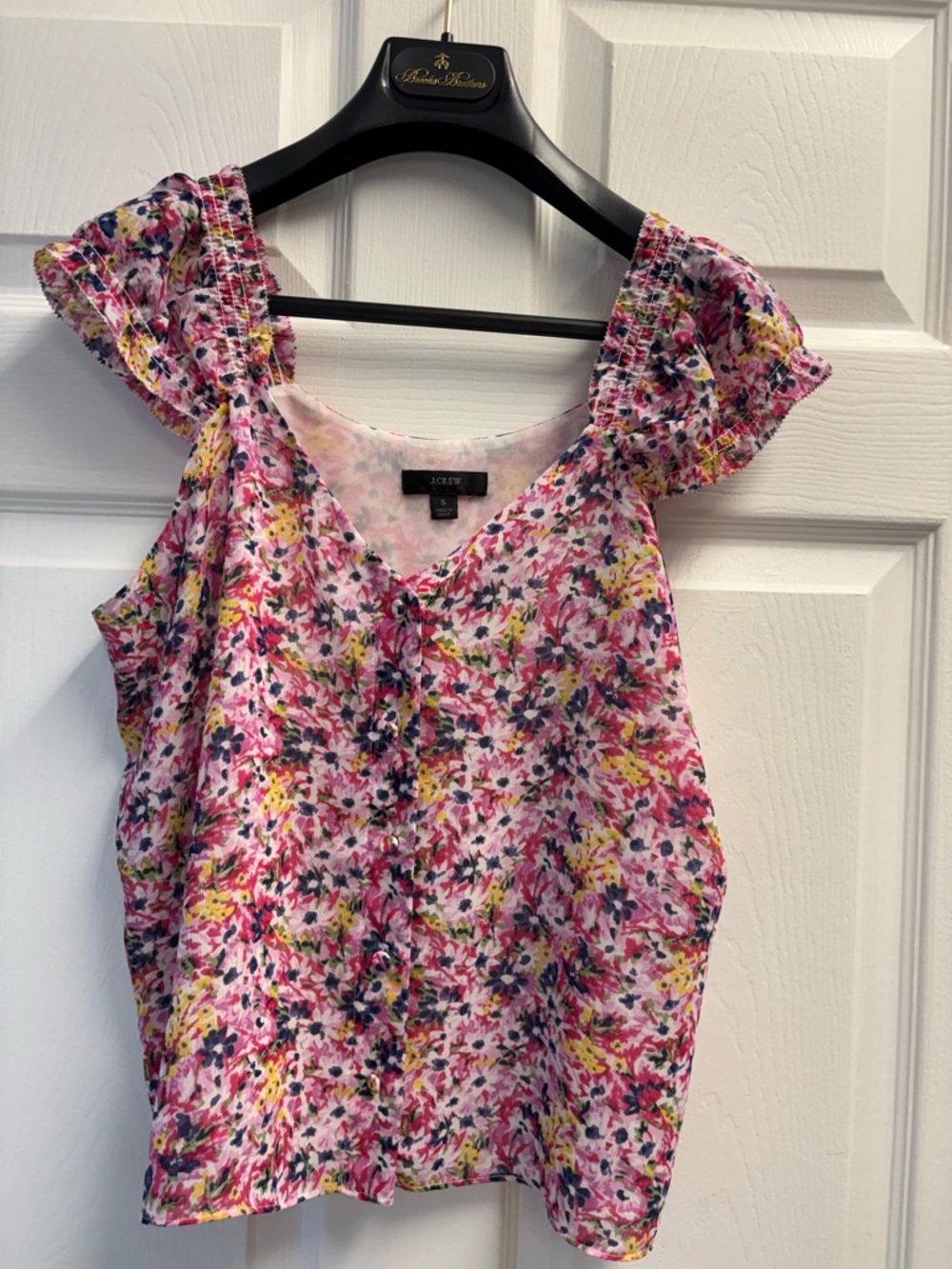 J. Crew Pink Floral Tie-Front Cap-Sleeve Camisole
